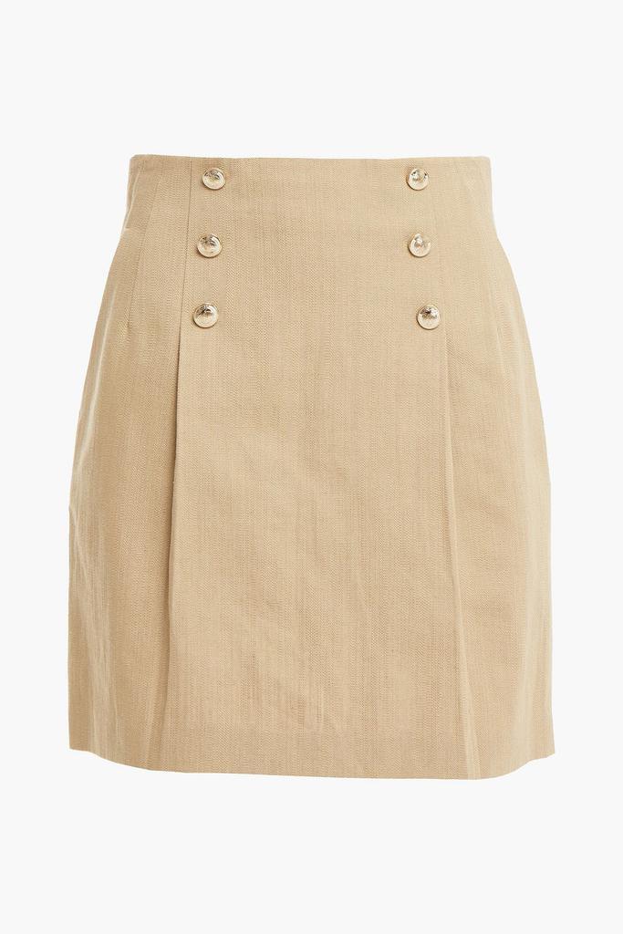 商品Sandro|Parisa embellished pleated cotton and linen-blend canvas mini skirt,价格¥663,第1张图片