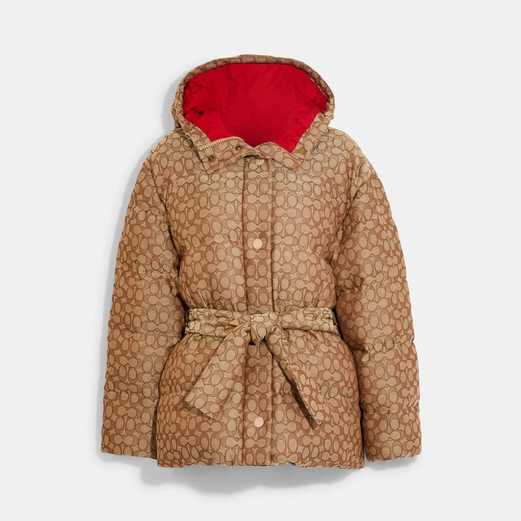 商品Coach|Coach Outlet Signature Jacquard Down Pillow Jacket,价格¥2448,第1张图片