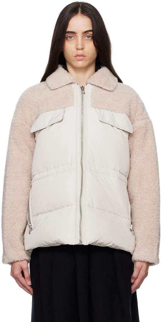商品Yves Salomon|Beige & Pink Paneled Jacket,价格¥995,第1张图片