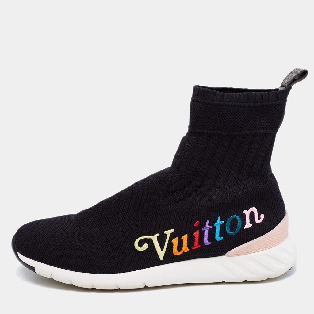 商品[二手商品] Louis Vuitton|Louis Vuitton Black Knit Fabric Aftergame High-Top Sneakers Size 39,价格¥2923,第1张图片
