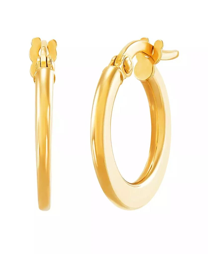 商品Italian Gold|Polished Small Flat Round Hoop Earrings in 10K Yellow Gold, 10mm,价格¥748,第1张图片