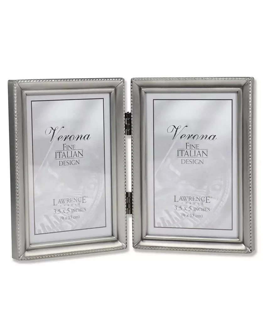 商品Lawrence Frames|Antique Pewter Hinged Double Picture Frame - Beaded Edge Design - 3.5" x 5",价格¥200,第1张图片