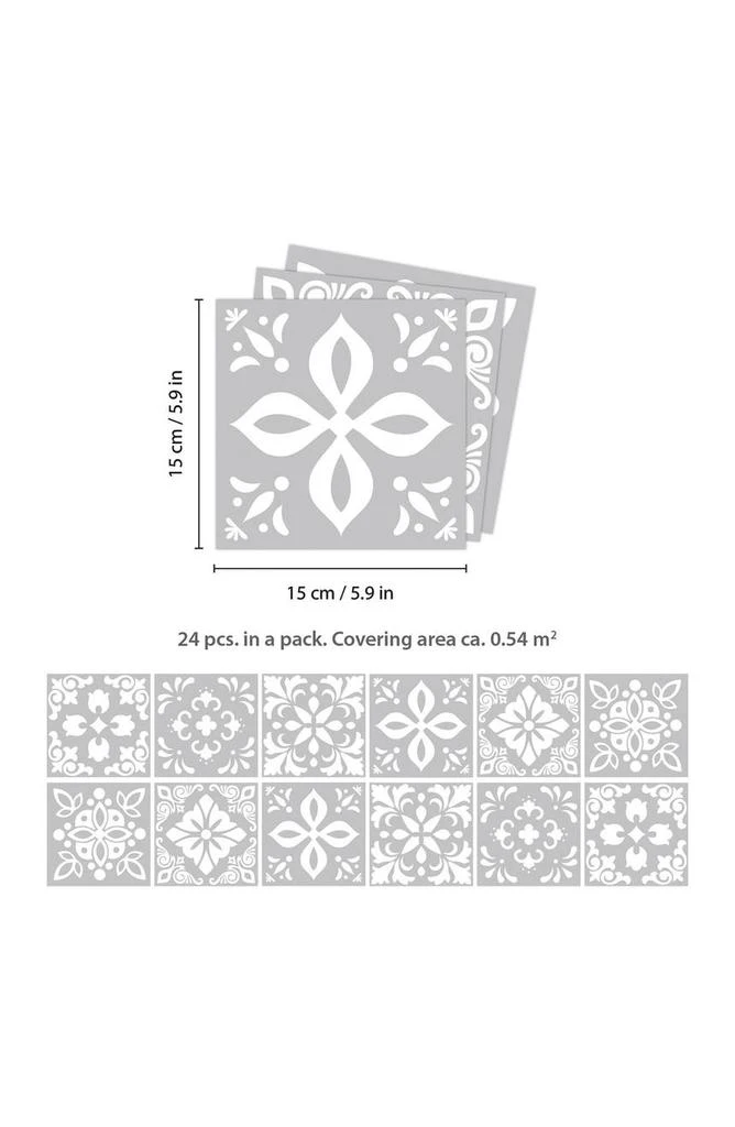 商品WALPLUS|Andalu Light Grey Cement 72-Piece Tile Sticker Set,价格¥239,第2张图片详细描述