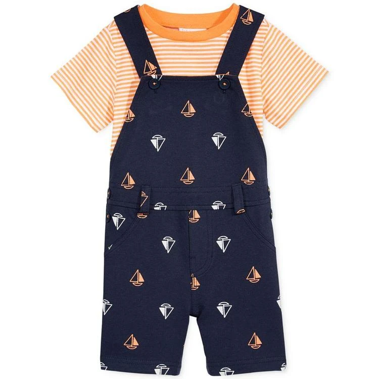 商品First Impressions|2-Pc. T-Shirt & Boat-Print Overall Set, Baby Boys (0-24 months), Created for Macy's,价格¥59,第2张图片详细描述