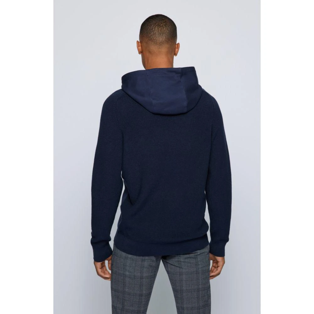 商品Hugo Boss|HUGO BOSS - Hybrid Hooded Sweater In Relaxed Fit With Logo Print,价格¥819,第4张图片详细描述