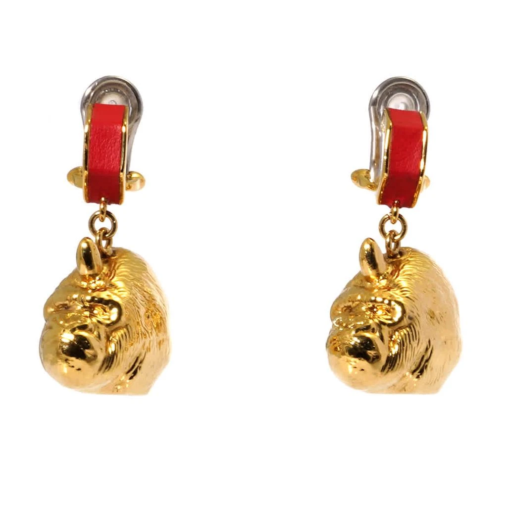 商品Burberry|Bright Red Light Gold Leather And Gold-plated Nut And Gorilla Earrings,价格¥2751,第1张图片