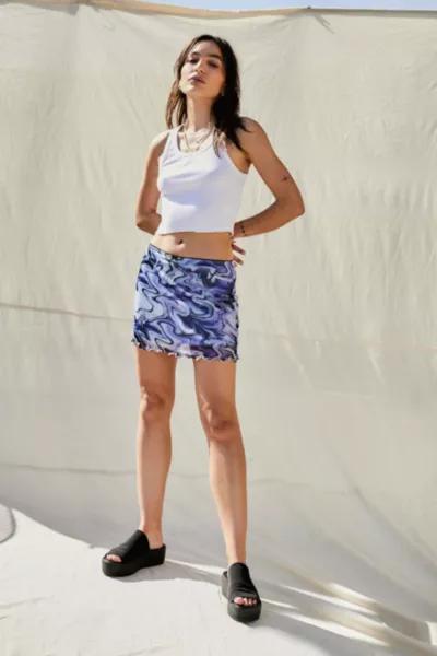 UO Marble Print Micro Mesh Mini Skirt商品第2张图片规格展示