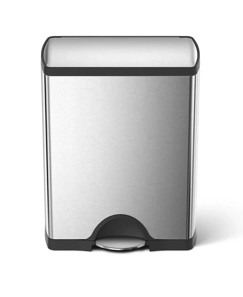 商品simplehuman|46-Liter Brushed Stainless Steel Dual Recycler Step Trash Can,价格¥1076,第3张图片详细描述