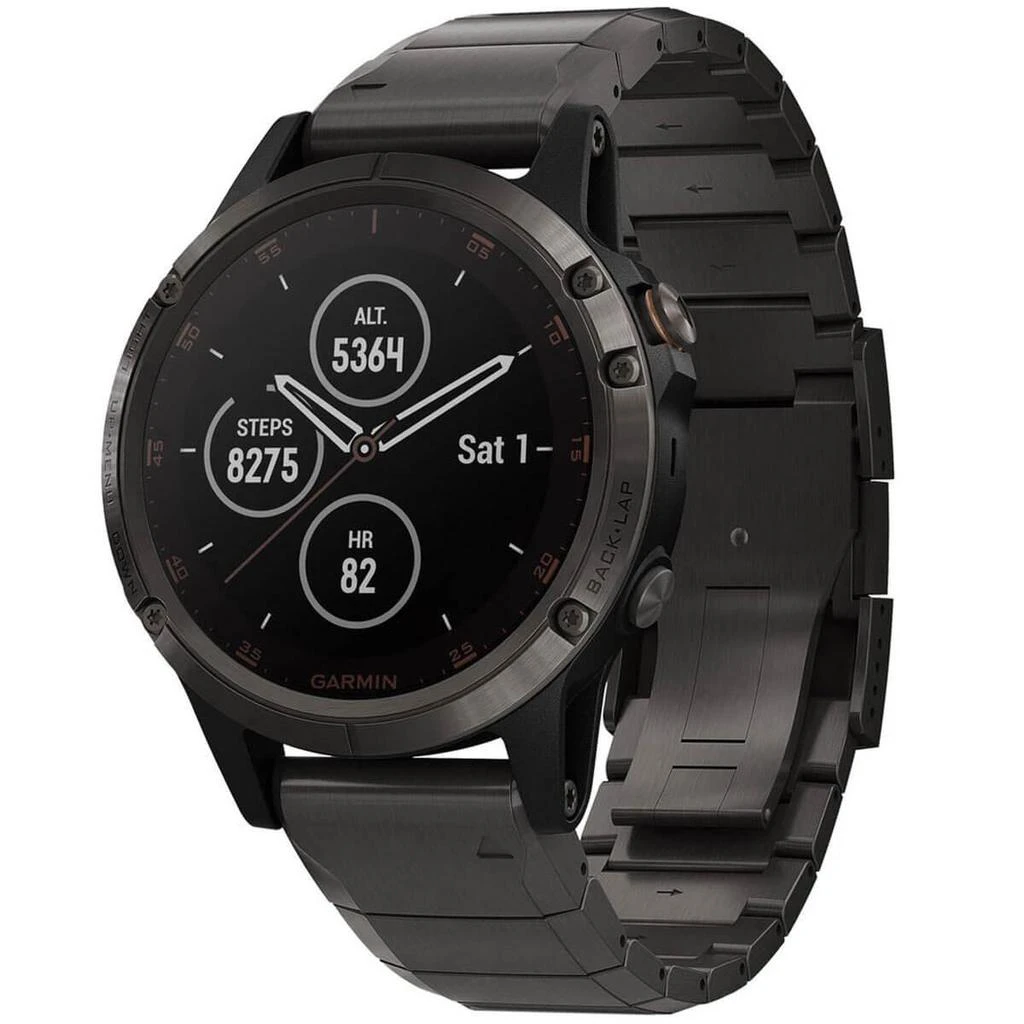 商品Garmin|Garmin Unisex Smartwatch - fenix 5 Plus Multisport Titanium Bracelet | 010-01988-02,价格¥4258,第1张图片