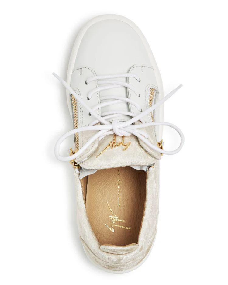 商品Giuseppe Zanotti|Zanotti Women's Birel Velvet & Leather Zipper Lace Up Sneakers,价格¥3027,第3张图片详细描述