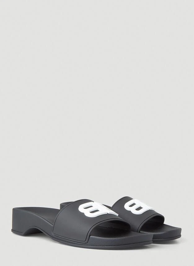 商品Balenciaga|BB Wedge Slides in Black,价格¥2183,第2张图片详细描述