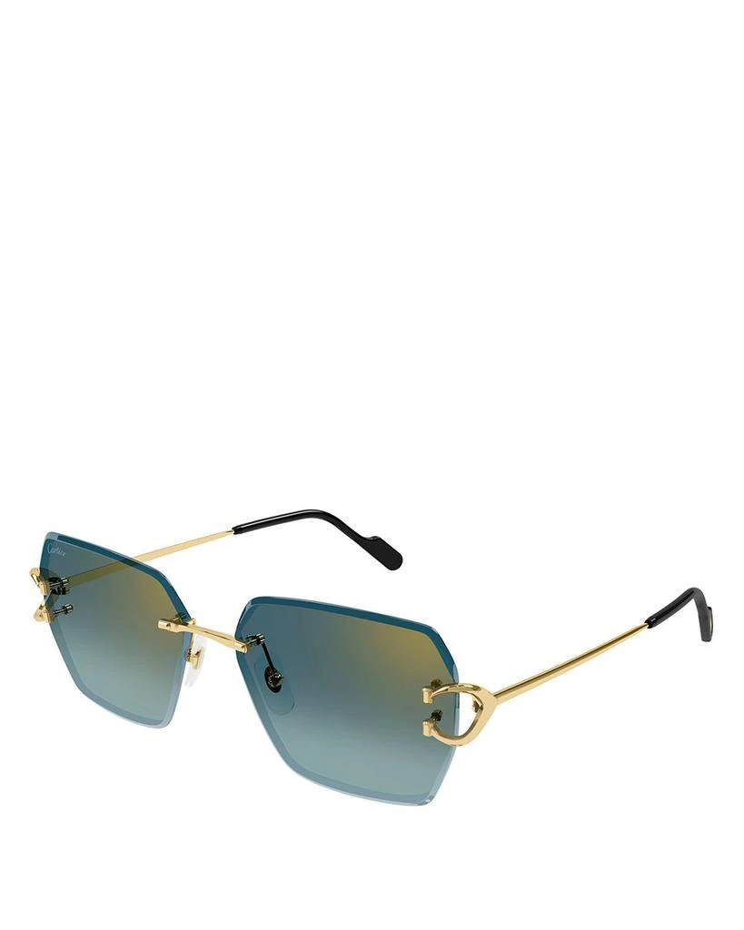 商品Cartier|Decor 24 Carat Gold Plated Rimless Butterfly Sunglasses, 58mm,价格¥9888,第1张图片