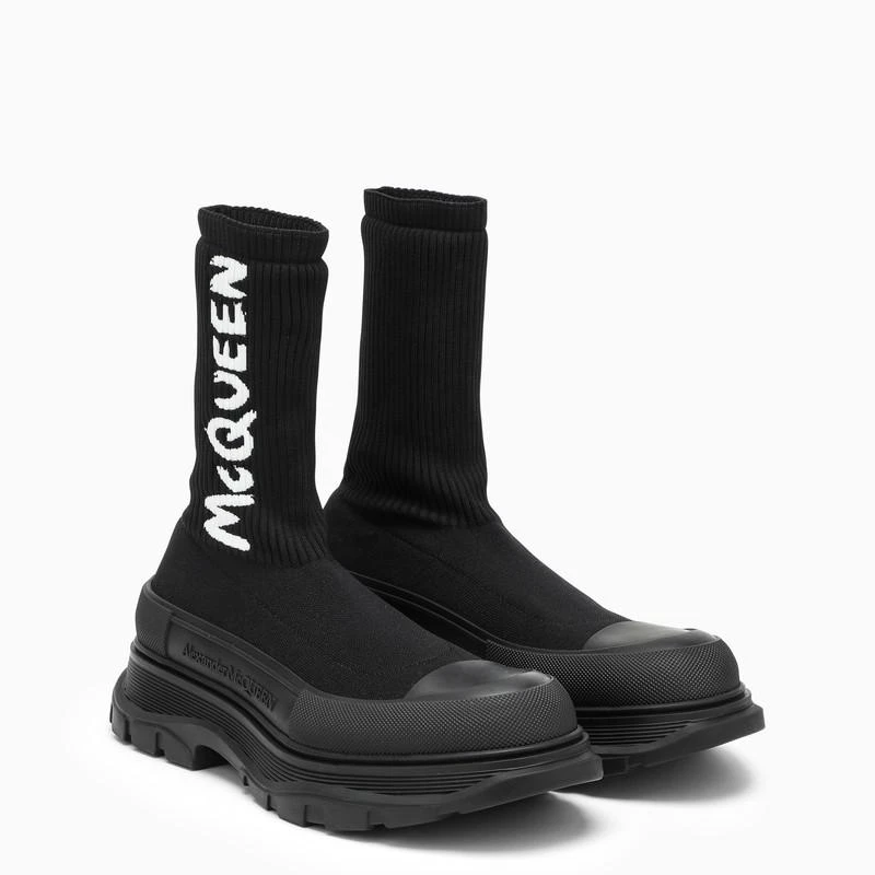 商品Alexander McQueen|Black knitted Tread Slick boots,价格¥1650,第2张图片详细描述