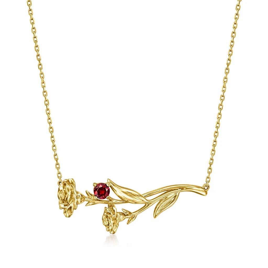 商品RS Pure|by Ross-Simons Garnet Carnation Flower Necklace in 14kt Yellow Gold,价格¥1852,第1张图片