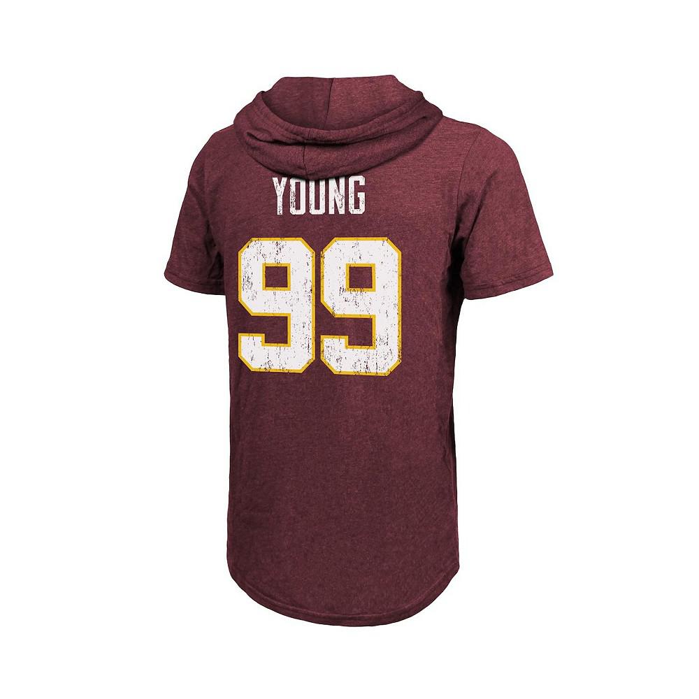 Men's Fanatics Branded Chase Young Burgundy Washington Football Team Player Name Number Hoodie T-shirt商品第4张图片规格展示