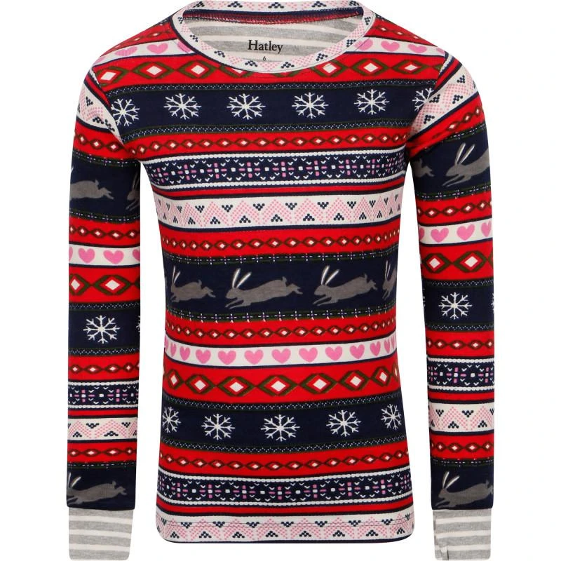 商品Hatley|Fair isle bunnies pajama set in navy and red,价格¥402,第2张图片详细描述