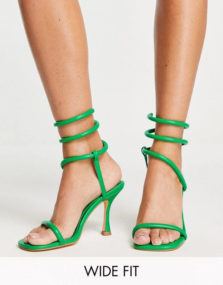 商品Topshop|Topshop Wide fit Relay ankle wrap sandal in green,价格¥190,第1张图片
