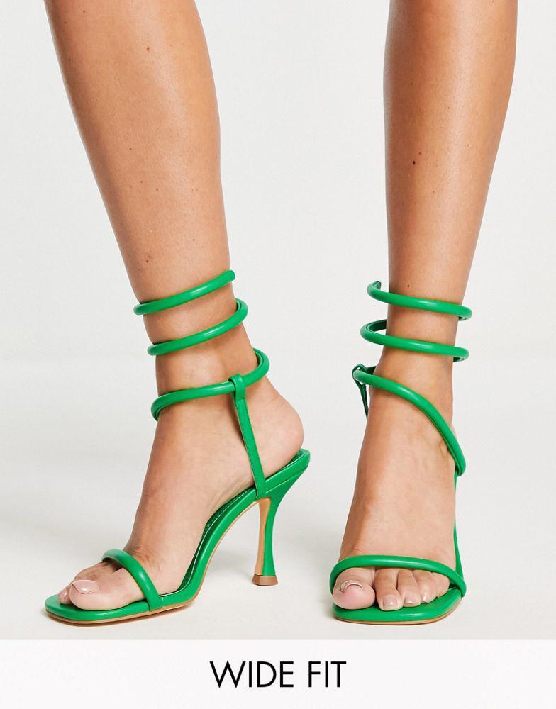 商品Topshop|Topshop Wide fit Relay ankle wrap sandal in green,价格¥162,第1张图片