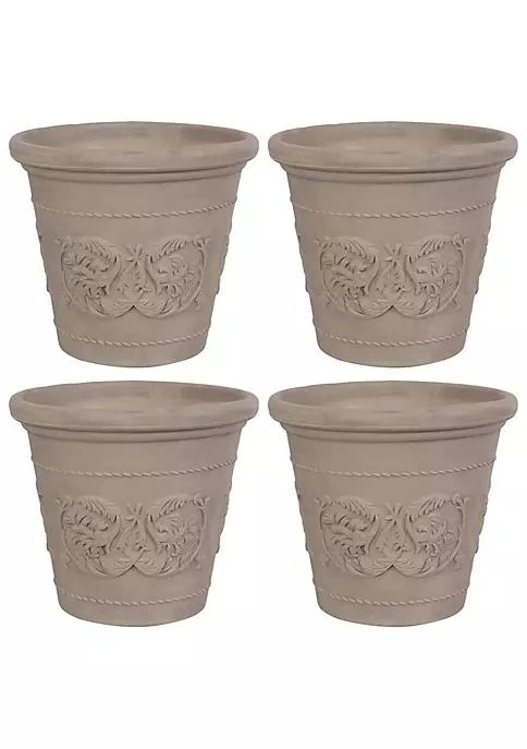 商品belk|Decor 20 In Arabella Dual Wall Polyresin Planter   Beige   Set Of 4,价格¥1911,第2张图片详细描述