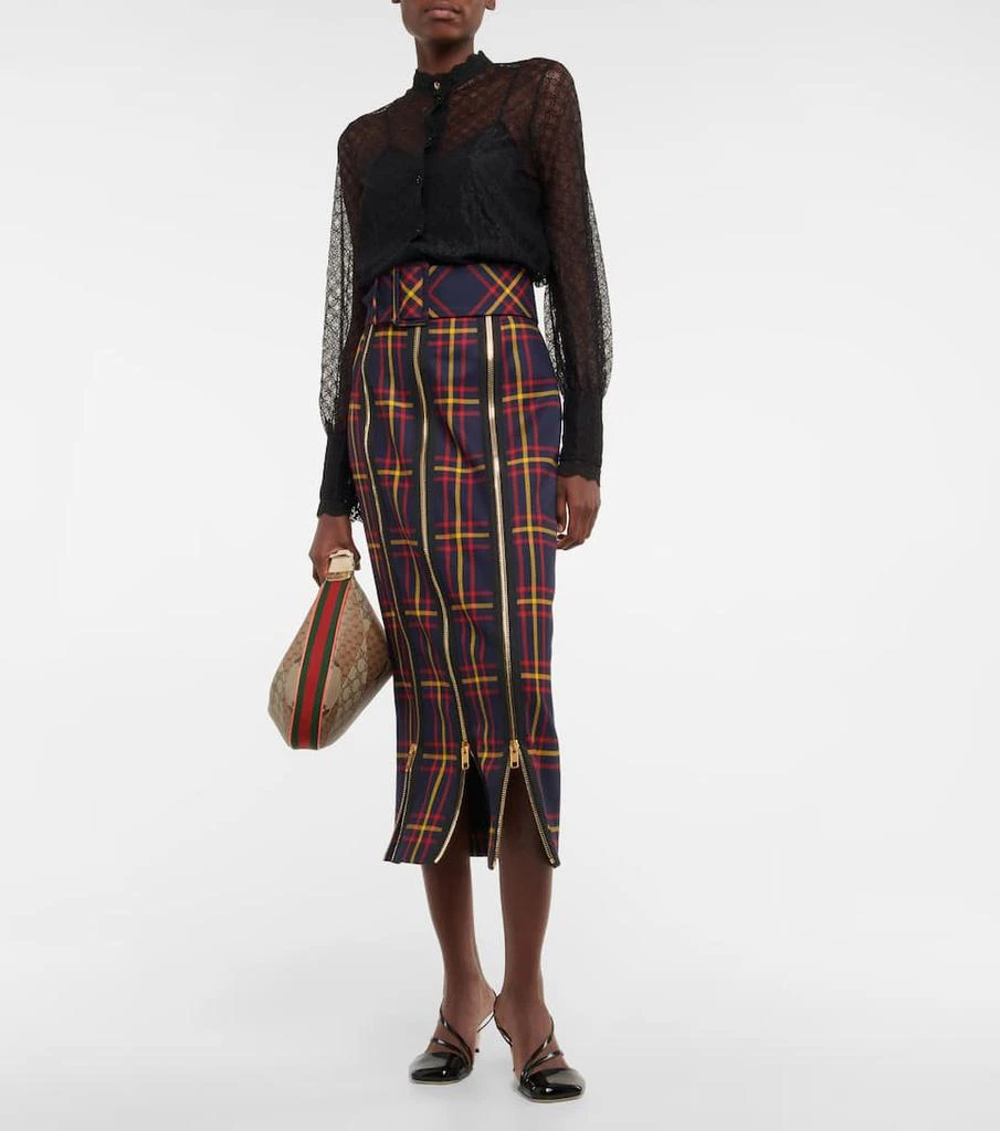 商品Gucci|Checked wool midi skirt,价格¥21483,第2张图片详细描述