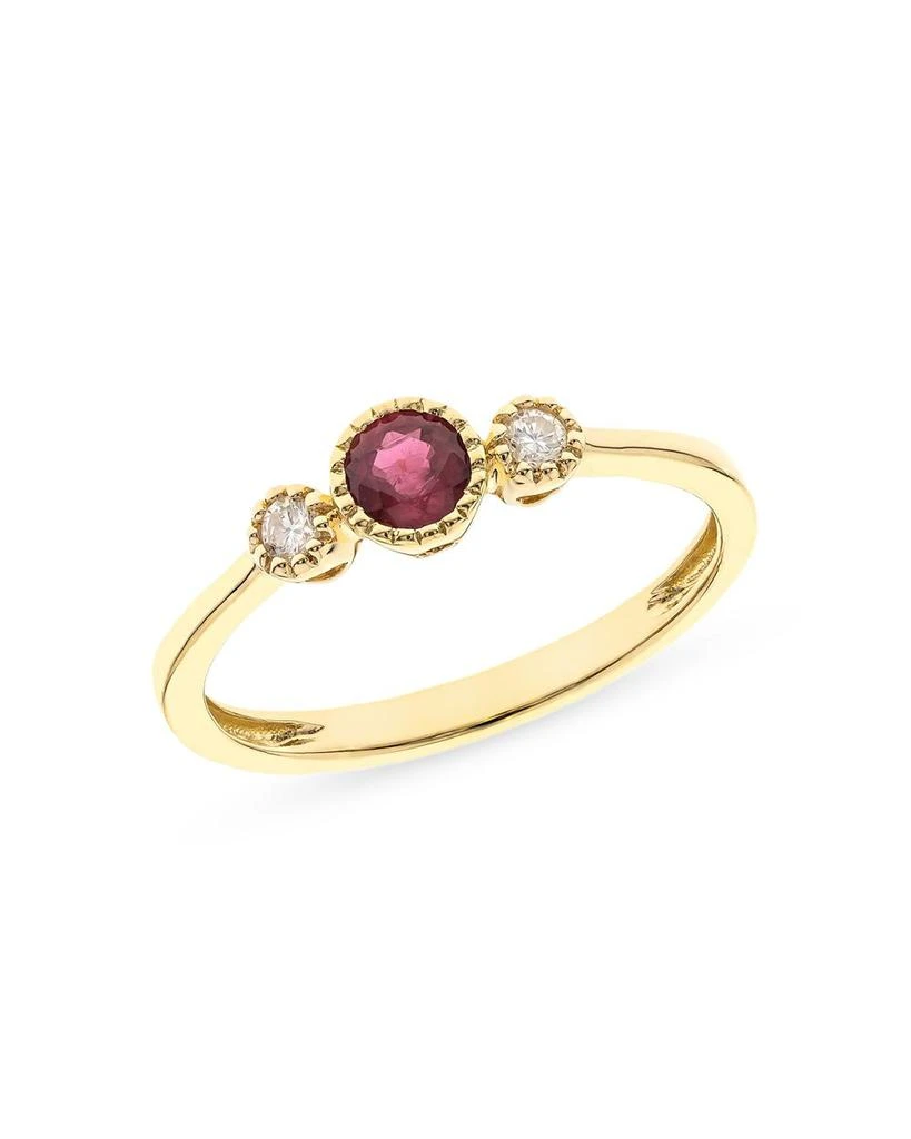 商品Bloomingdale's|Ruby & Diamond Milgrain Stacking Ring in 14K Yellow Gold - 100% Exclusive,价格¥8185,第1张图片详细描述