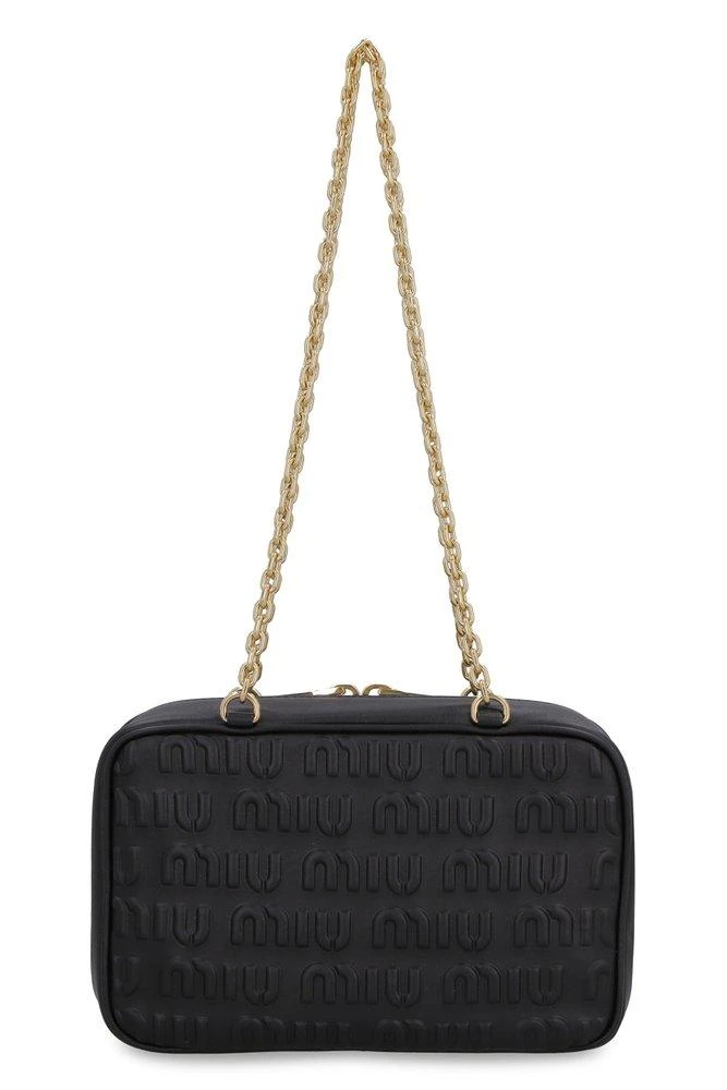 商品Miu Miu|Miu Miu Allover Logo Embossed Zipped Shoulder Bag,价格¥8363,第1张图片