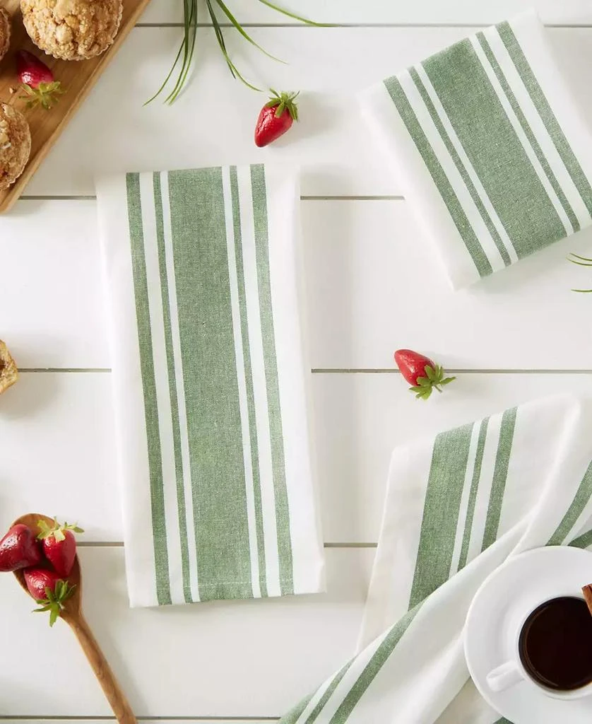 商品Design Imports|Everyday Kitchen Dishtowel Collection Large Chef Stripe Tea Towel, 18x28", Basil Green, 3 Count,价格¥150,第3张图片详细描述