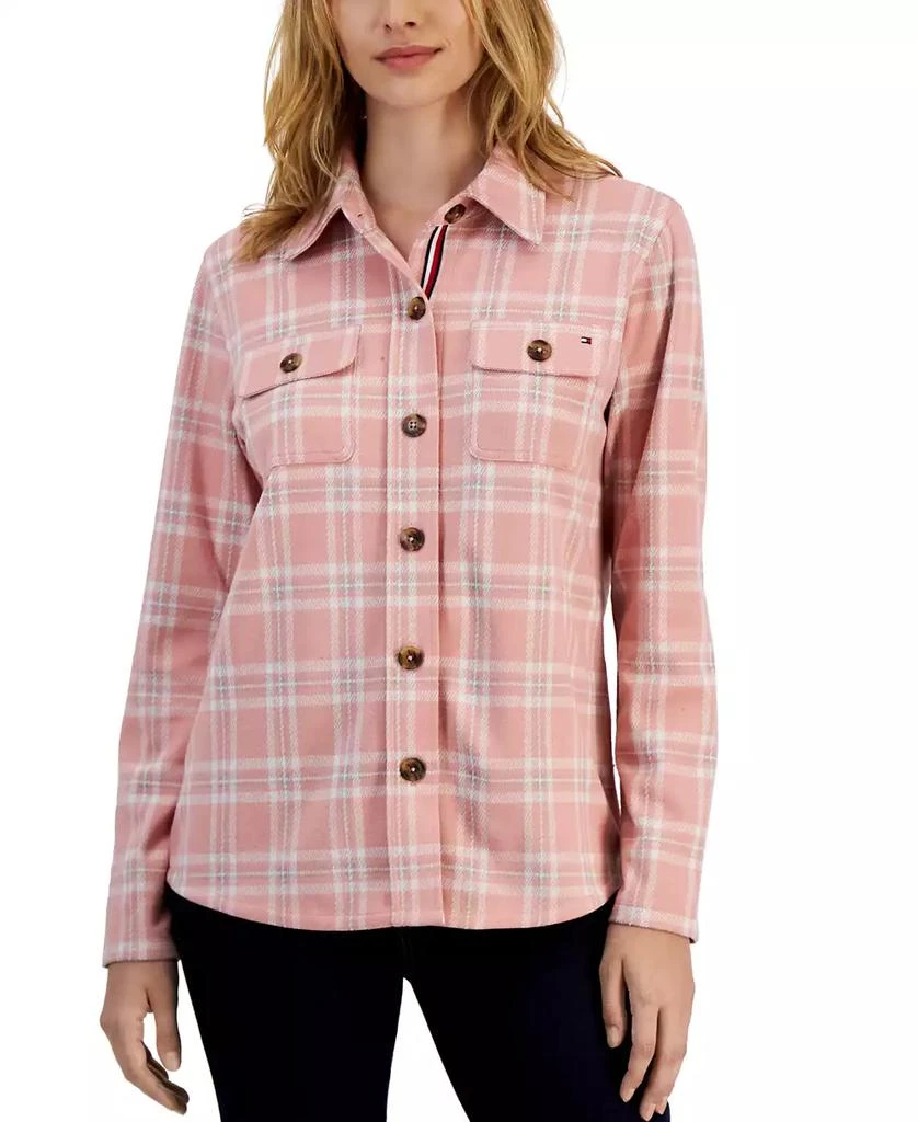 商品Tommy Hilfiger|Women's Collared Plaid Shirt Jacket,价格¥372,第1张图片详细描述