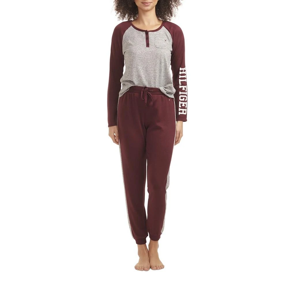 商品Tommy Hilfiger|Women's 2 Piece Long Sleeve Henley Jogger Set,价格¥240,第1张图片