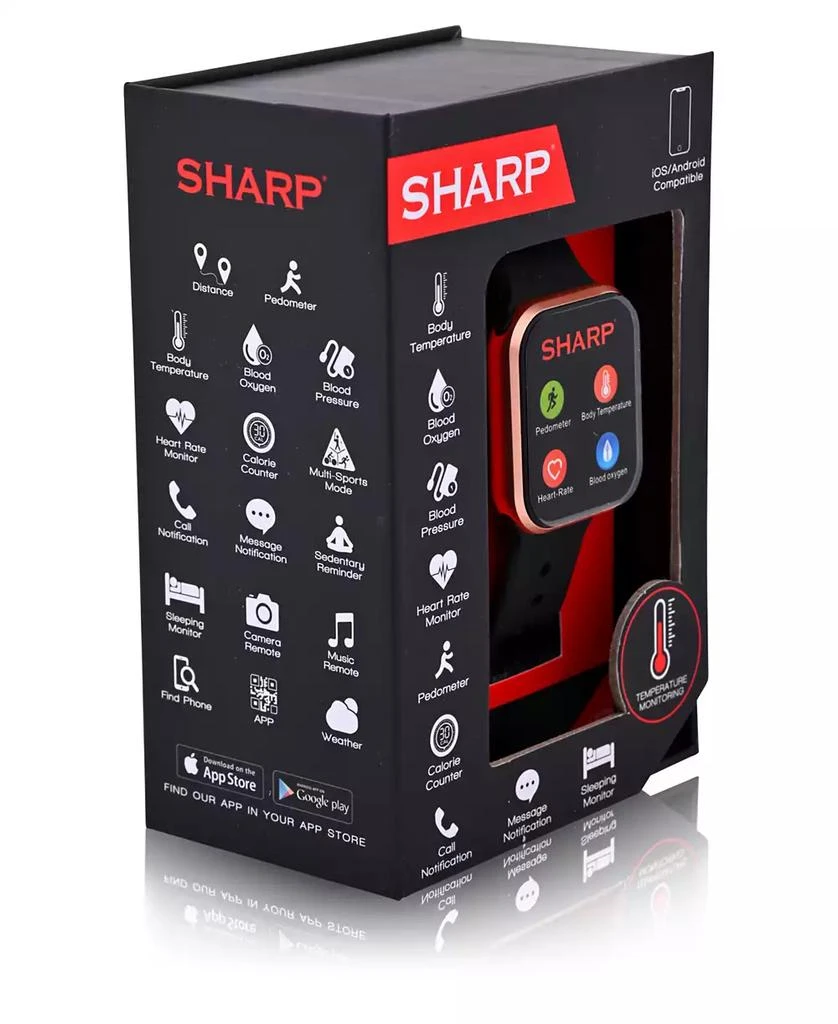 商品SHARP|Unisex Rose Gold-Tone and Black Silicone Smart Watch 38mm,价格¥281,第3张图片详细描述