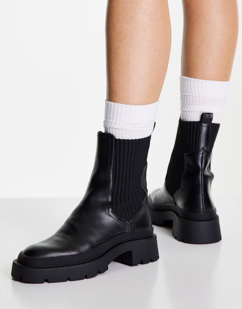 商品Pimkie|Pimkie elastic detail chelsea boot in black,价格¥141,第1张图片