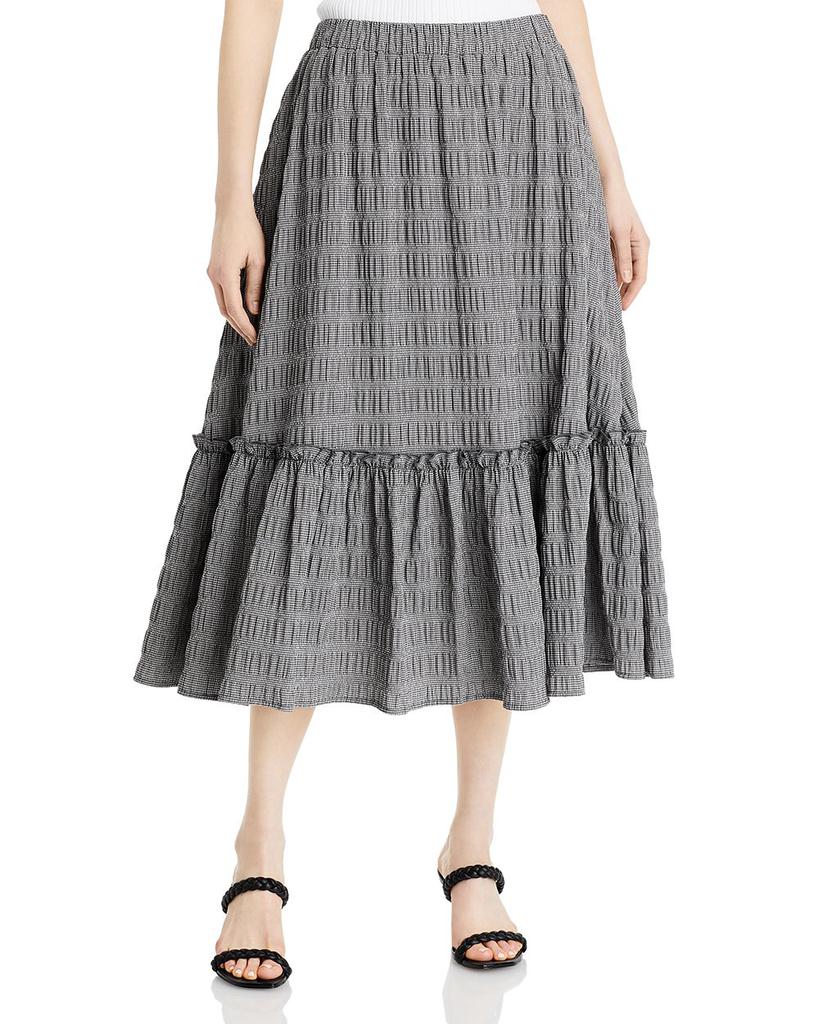 Gingham Print Midi Skirt商品第1张图片规格展示