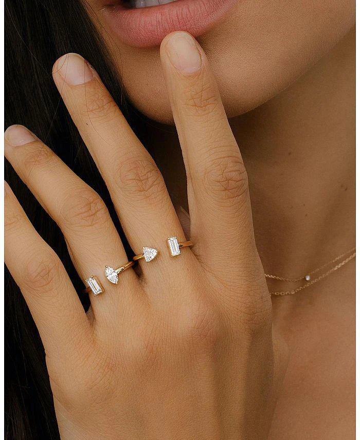 商品VRAI|Lab Grown Diamond Baguette & Trillion Mixed Cuff Ring in 14K Gold, .50 ct. t.w.,价格¥6353,第4张图片详细描述