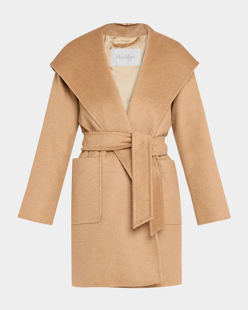 商品Max Mara|Rialto Camel Hair Belted Short Hooded Coat,价格¥27620,第1张图片