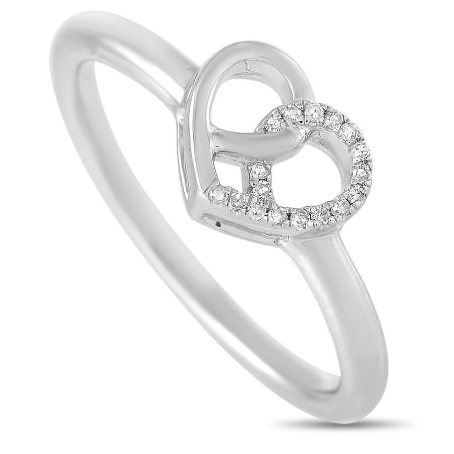 商品LB Exclusive|14K White Gold 0.05 ct Diamond Intertwined Heart Ring,价格¥2752,第1张图片