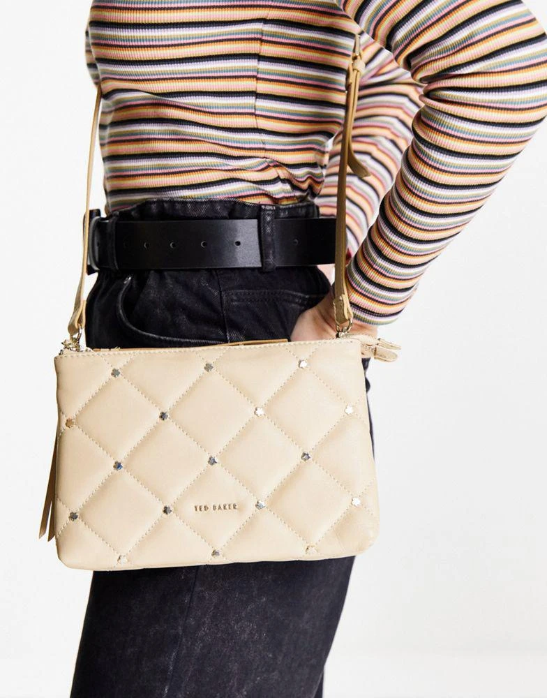 商品Ted Baker London|Ted Baker Parker quilted studded mini cross body bag in cream,价格¥692,第3张图片详细描述