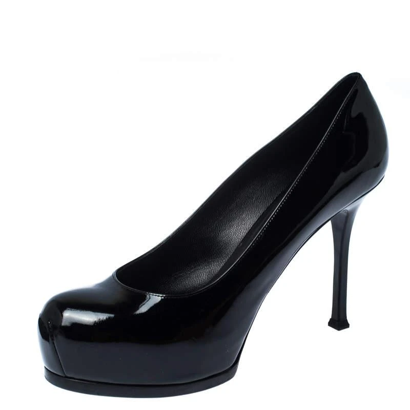 商品[二手商品] Yves Saint Laurent|Saint Laurent Black Patent Leather Tribtoo Round Toe Pumps Size 40.5,价格¥1259,第1张图片