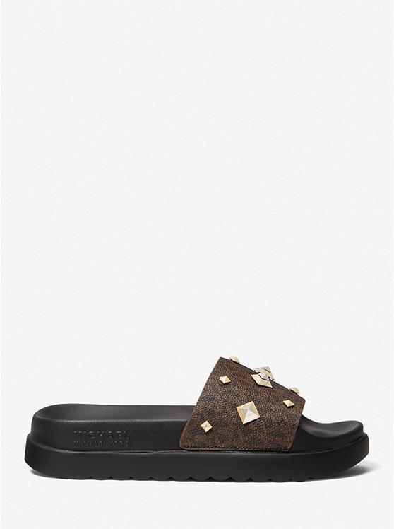 商品Michael Kors|Tyra Studded Logo Slide Sandal,价格¥511,第4张图片详细描述