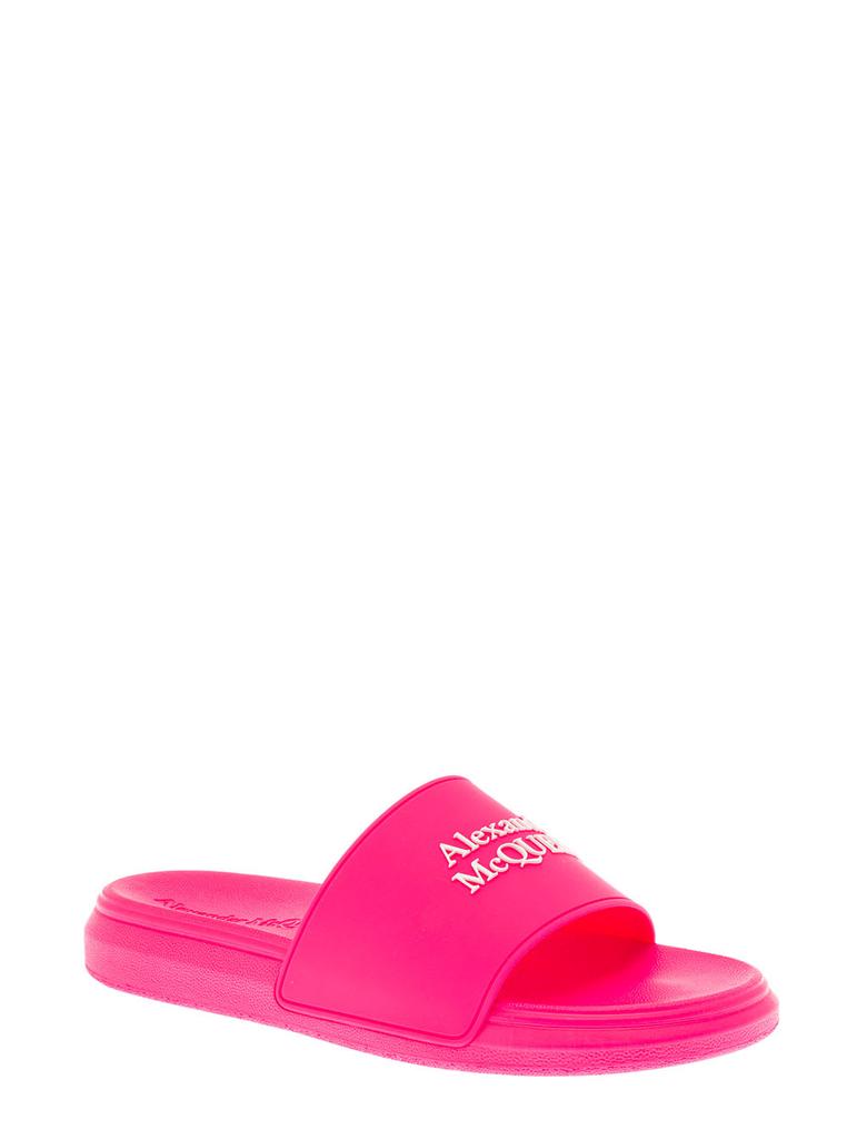 Alexander Mcqueen Womens Pink Rubber Slide Sandals商品第2张图片规格展示