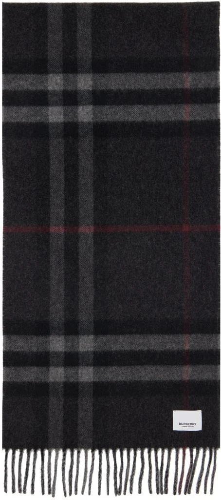 商品Burberry|灰色 Monogram & Check 双面围巾,价格¥5577,第1张图片详细描述
