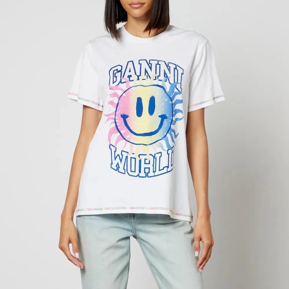 商品Ganni|Ganni Logo-Printed Organic Cotton-Jersey T-Shirt,价格¥588,第1张图片