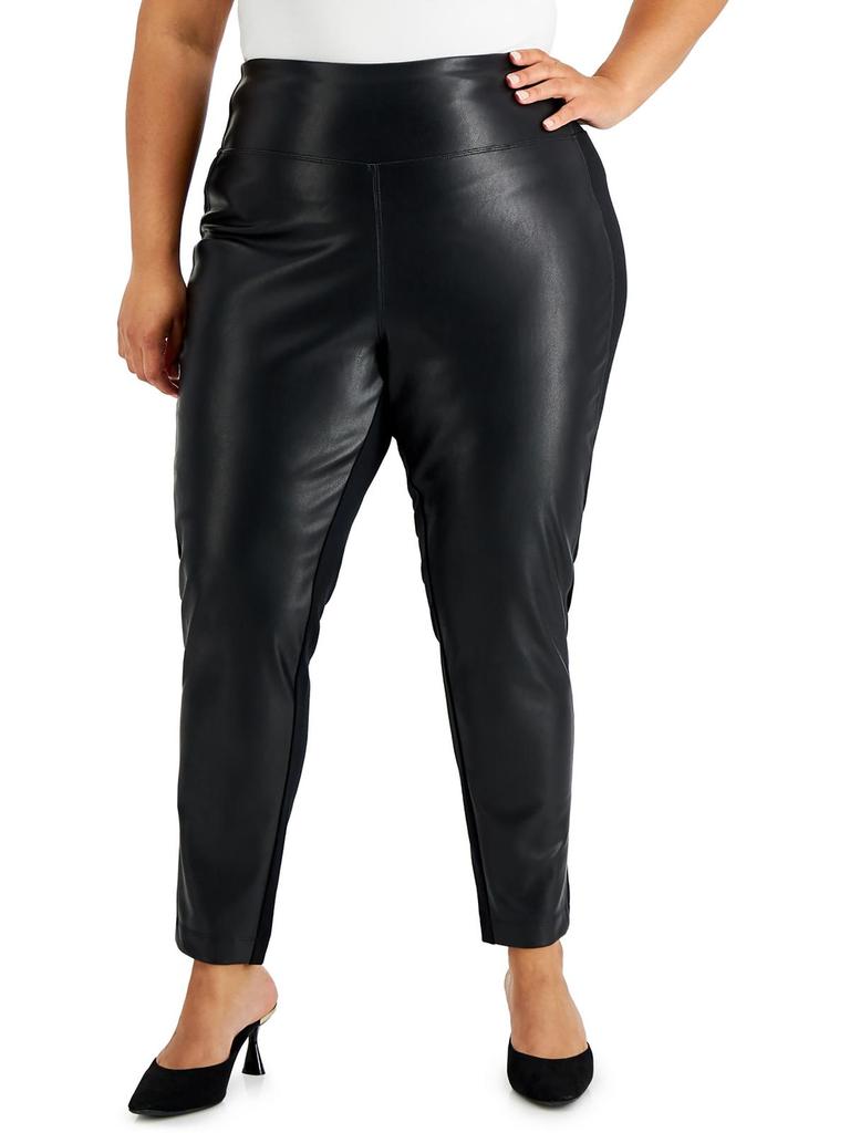 Plus Womens Faux Leather Stretch Leggings商品第1张图片规格展示