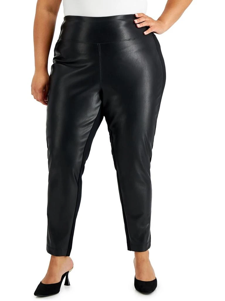 商品Calvin Klein|Plus Womens Faux Leather Stretch Leggings,价格¥239,第1张图片