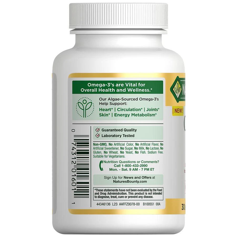 商品Nature's Bounty|Plant-Based Omega-3 Supplement, Softgels,价格¥220,第2张图片详细描述