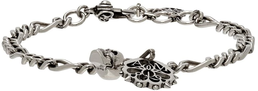 商品Alexander McQueen|Silver Studded Seal & Skull Bracelet,价格¥1426,第1张图片