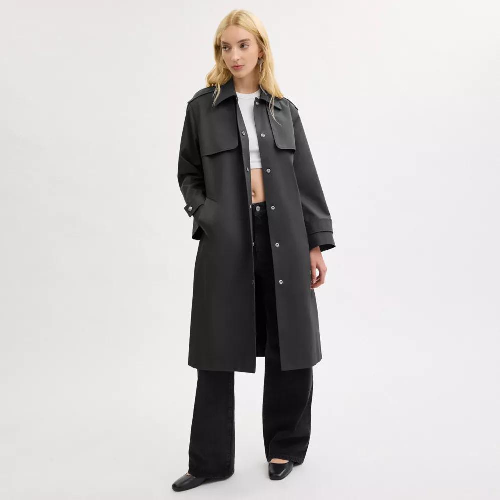 【COACH】Double Gun Flap Snap Trench ☆ロング トレンチコート COACH® Outlet | Double Gun Flap Snap Trench