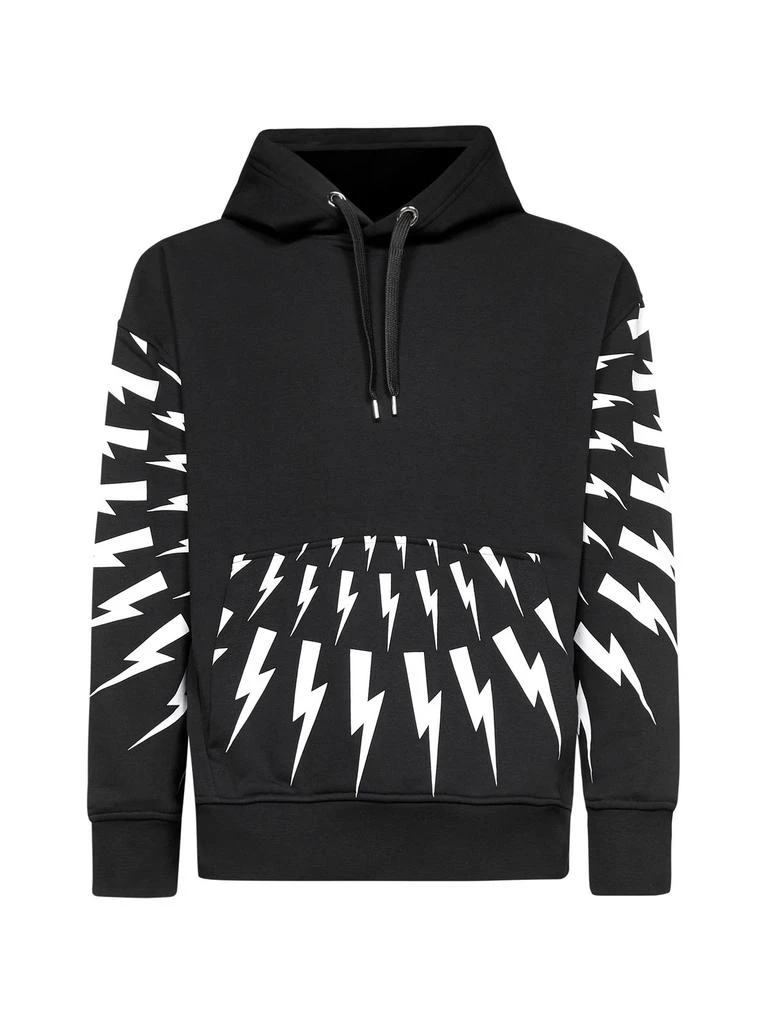 商品Neil Barrett|Neil Barrett Thunderbolt Print Drawstring Hoodie,价格¥2659,第1张图片