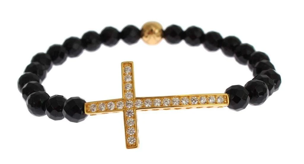 商品Nialaya|Nialaya Agate Stone Gold CZ Cross 925 Silver Bracelet,价格¥1116,第3张图片详细描述