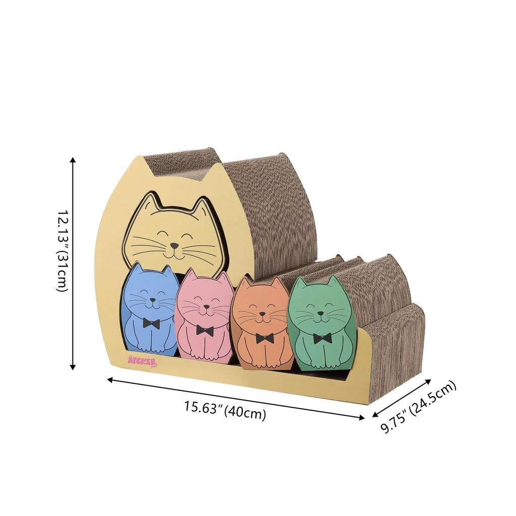 商品THE LICKER STORE|Kazoku 15.63" Modern Cardboard 5-in-1 Family Cat Cave Scratcher with Catnip and Pull-Out Design, Multi-Colored,价格¥598,第5张图片详细描述