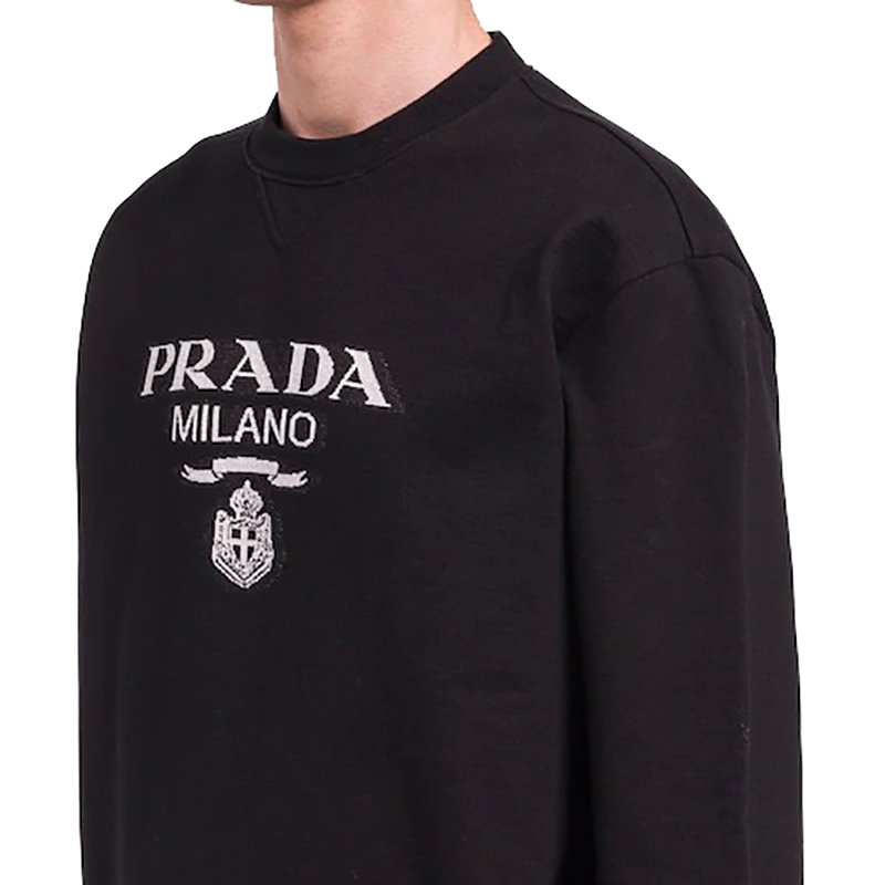 【预售3-7天】PRADA/普拉达 21年秋冬 男士黑色/白色平纹针织棉质卫衣UJL148_1Y13_F0967_S_202商品第3张图片规格展示